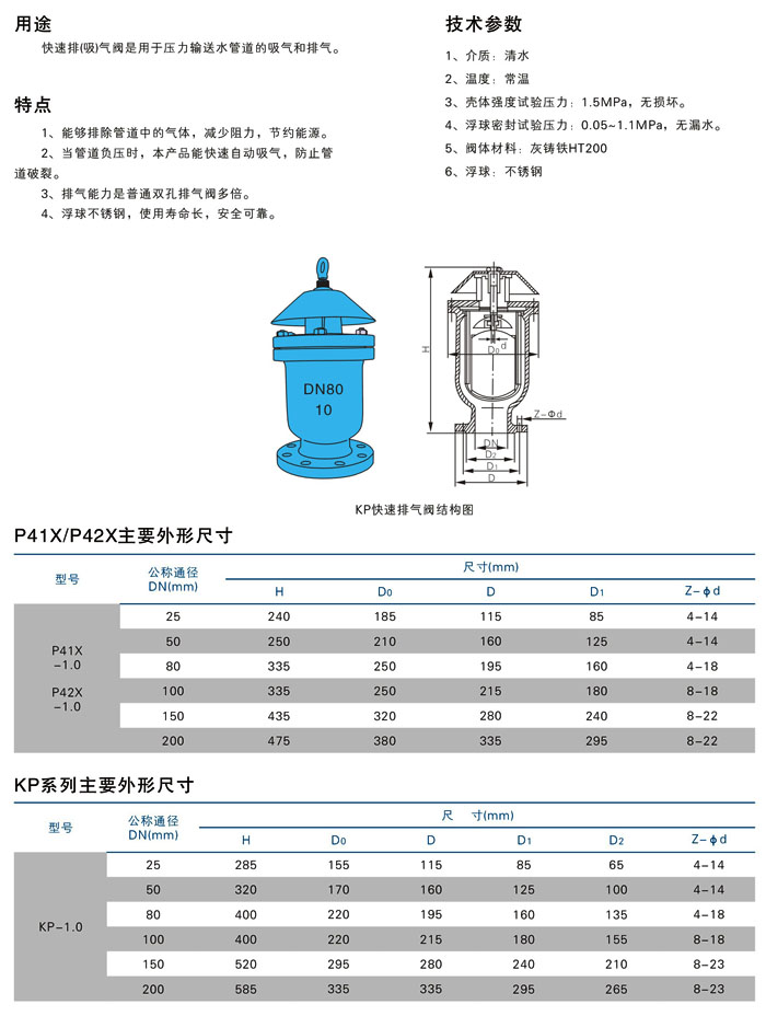 KP-10~P42X快速排氣閥結(jié)構(gòu)圖 KP-10~P42X快速排氣閥結(jié)構(gòu)圖