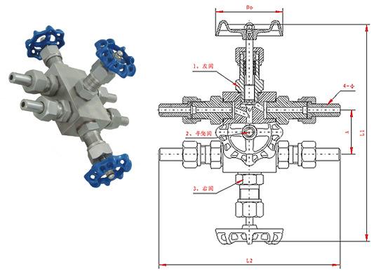 QFF3-320P三閥組針型閥結(jié)構(gòu)圖 QFF3-320P三閥組針型閥結(jié)構(gòu)圖