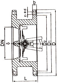 雙瓣旋啟式止回閥H46F結(jié)構(gòu)圖